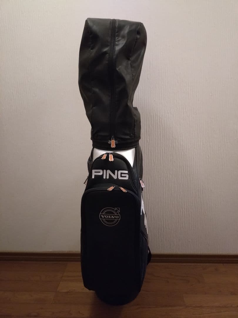 【Lion様】希少PING キャディバッグ ブラック/ホワイトボルボ刺繍入非売品