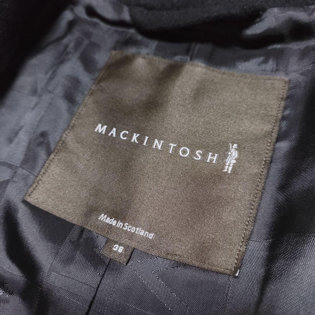 美品！MACKINTOSH　ウールメルトンピーコート　36　ダブル　黒　ロゴ裏地