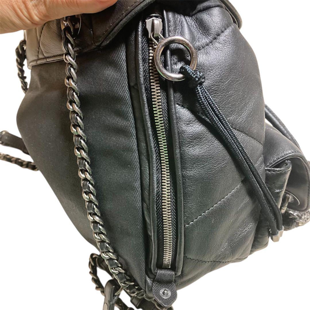 【美品】DIESEL ディーゼル レザー バックパック フリンジ リュック 黒