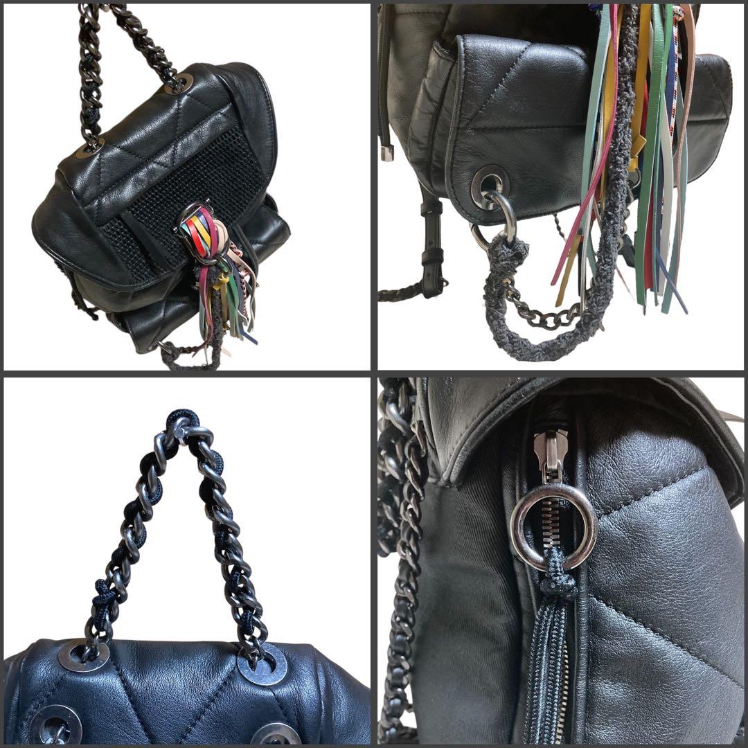 【美品】DIESEL ディーゼル レザー バックパック フリンジ リュック 黒