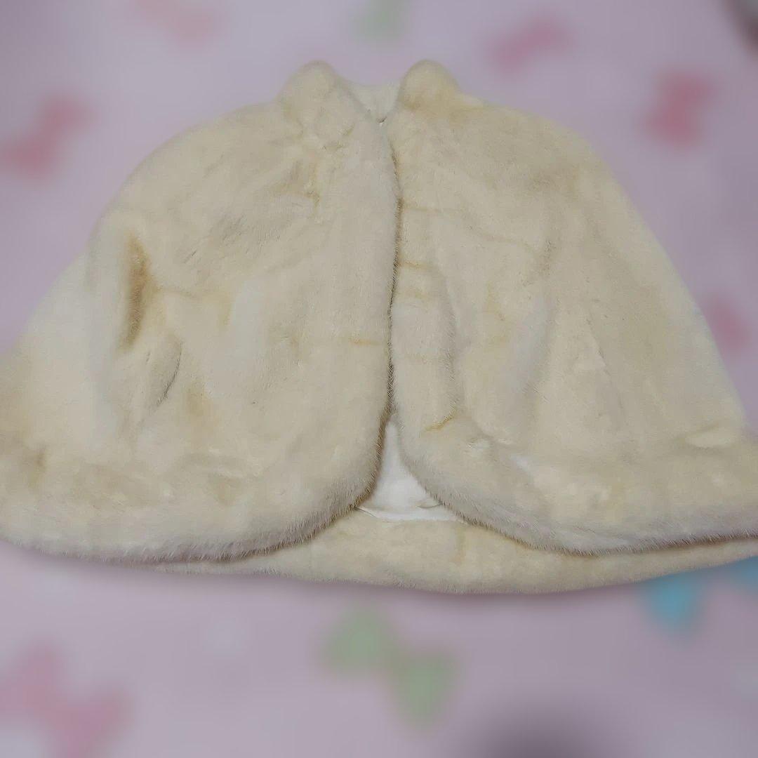 ホワイトミンク 裾ラウンド ケープ