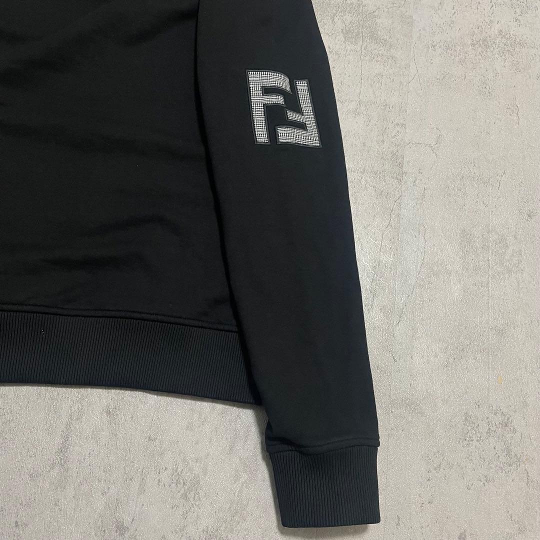 美品 FENDI ギンガムチェック FF ロゴ スウェット トレーナー 黒