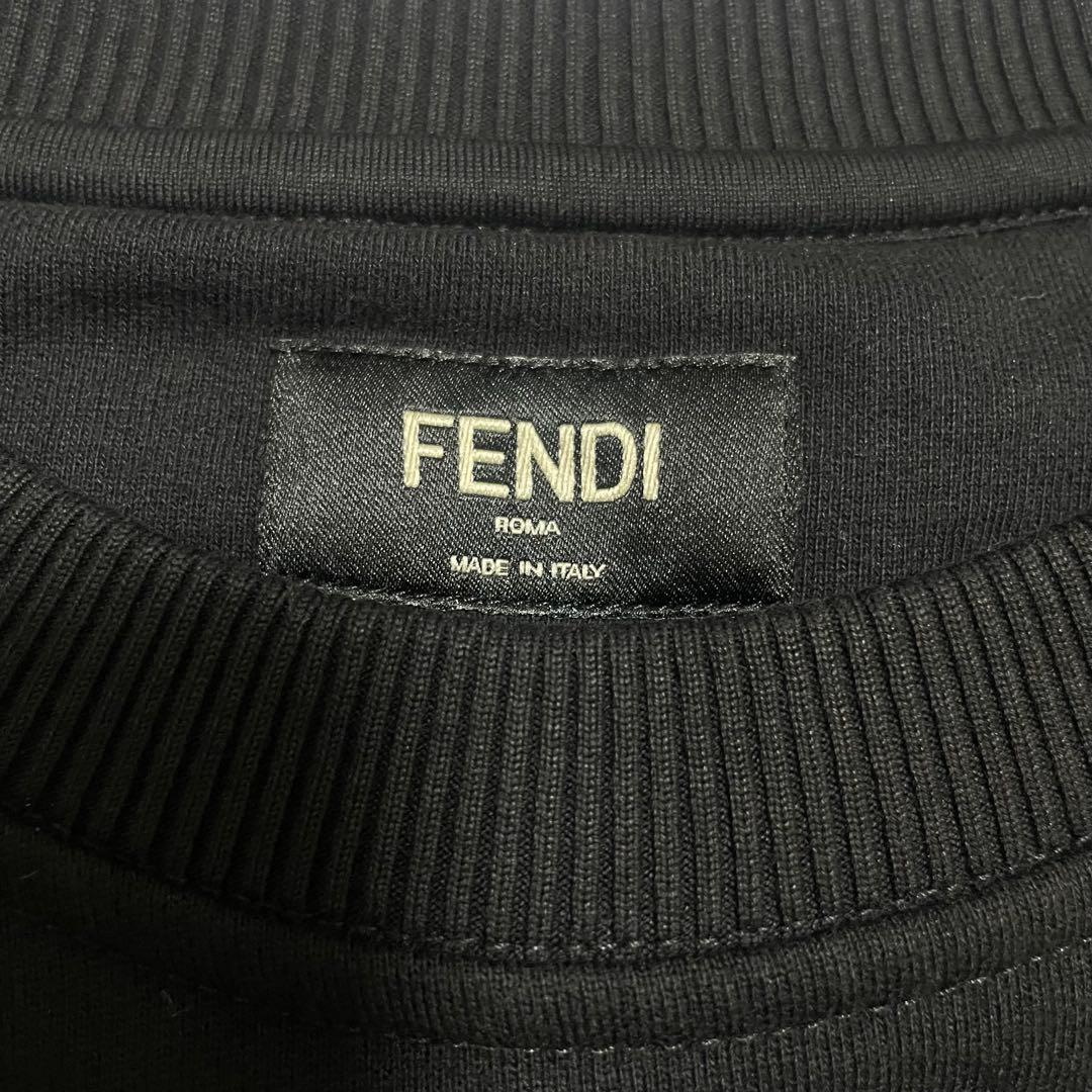 美品 FENDI ギンガムチェック FF ロゴ スウェット トレーナー 黒