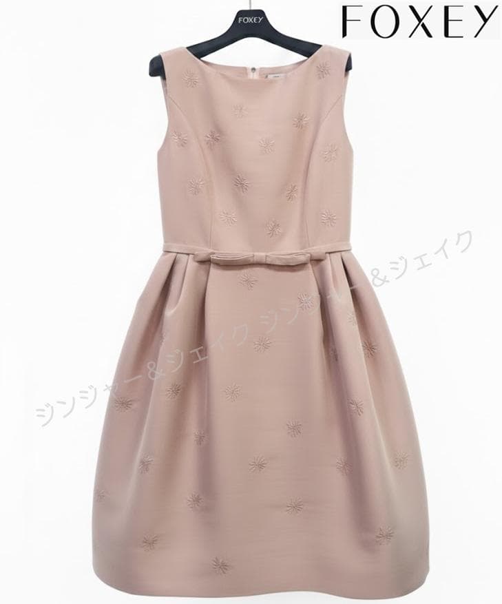 定価19.5万 極美品 FOXEYフォクシー シルクウールワンピ ピンクベージュ
