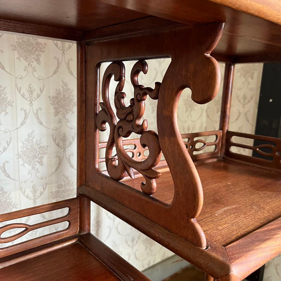 アンティーク】中国家具 天然木 無垢材 茶箪笥 飾り棚 唐木 螺鈿細工
