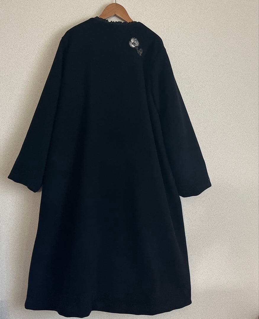 ミナペルホネン　rosy 黒　ウール ロング　コート　総裏　ハンドメイド