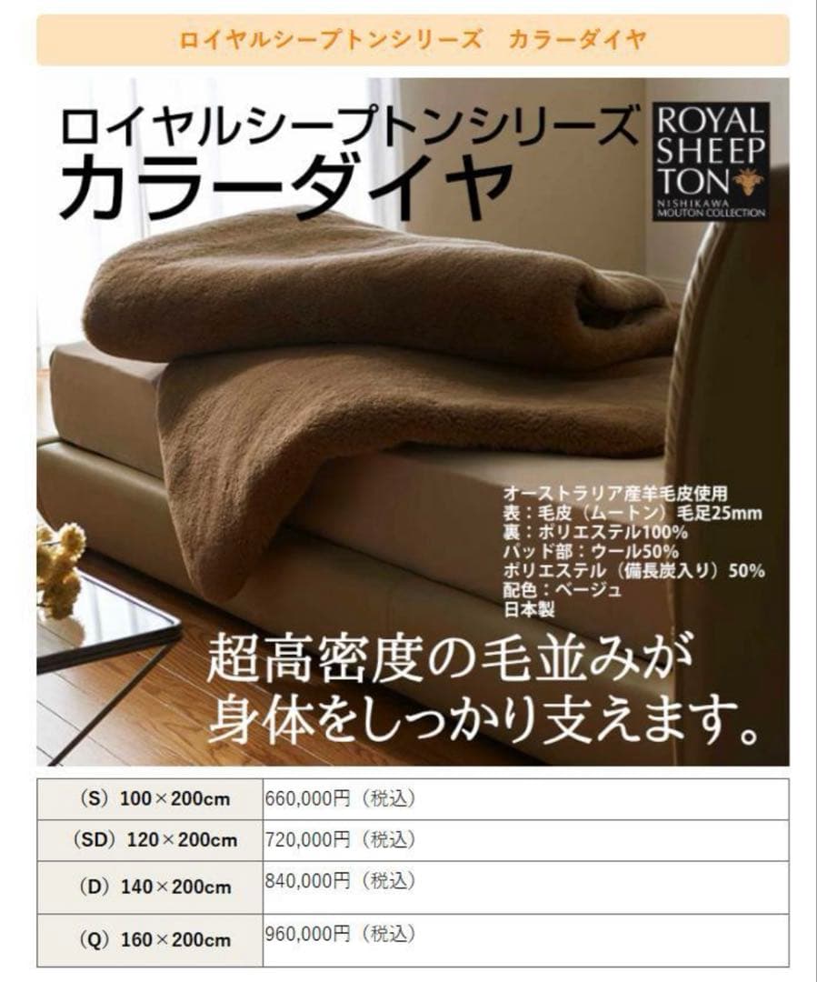 西川 最高級  SHEEPTON ムートンシーツ ダブル