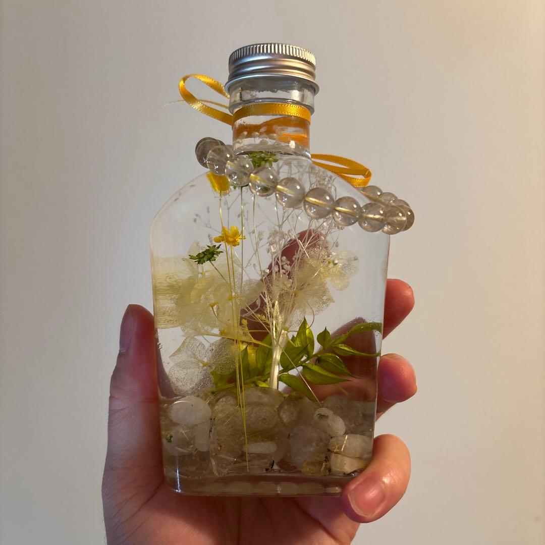 ゴールドパワーハーバリウム！ルチル入り！綺麗！