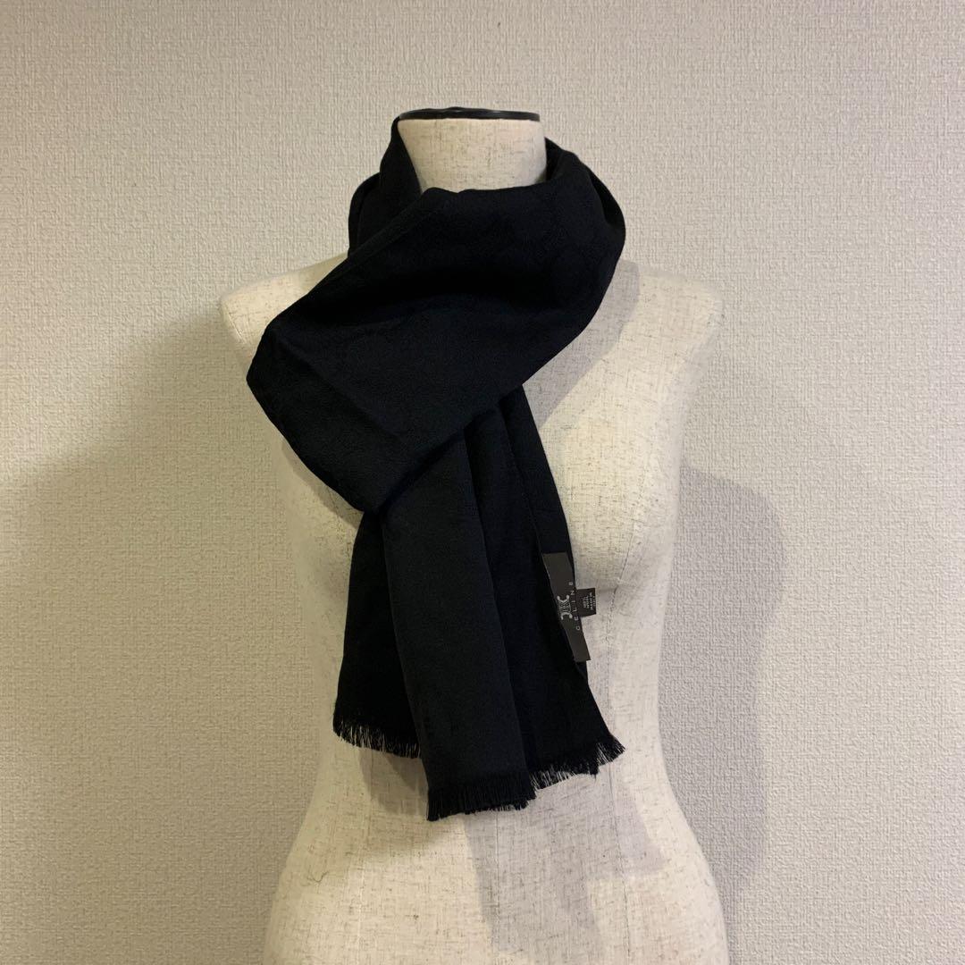 セリーヌ 黒 セレブ 高級 紳士 男女兼用 ユニセックス 上品 ロゴ ウール