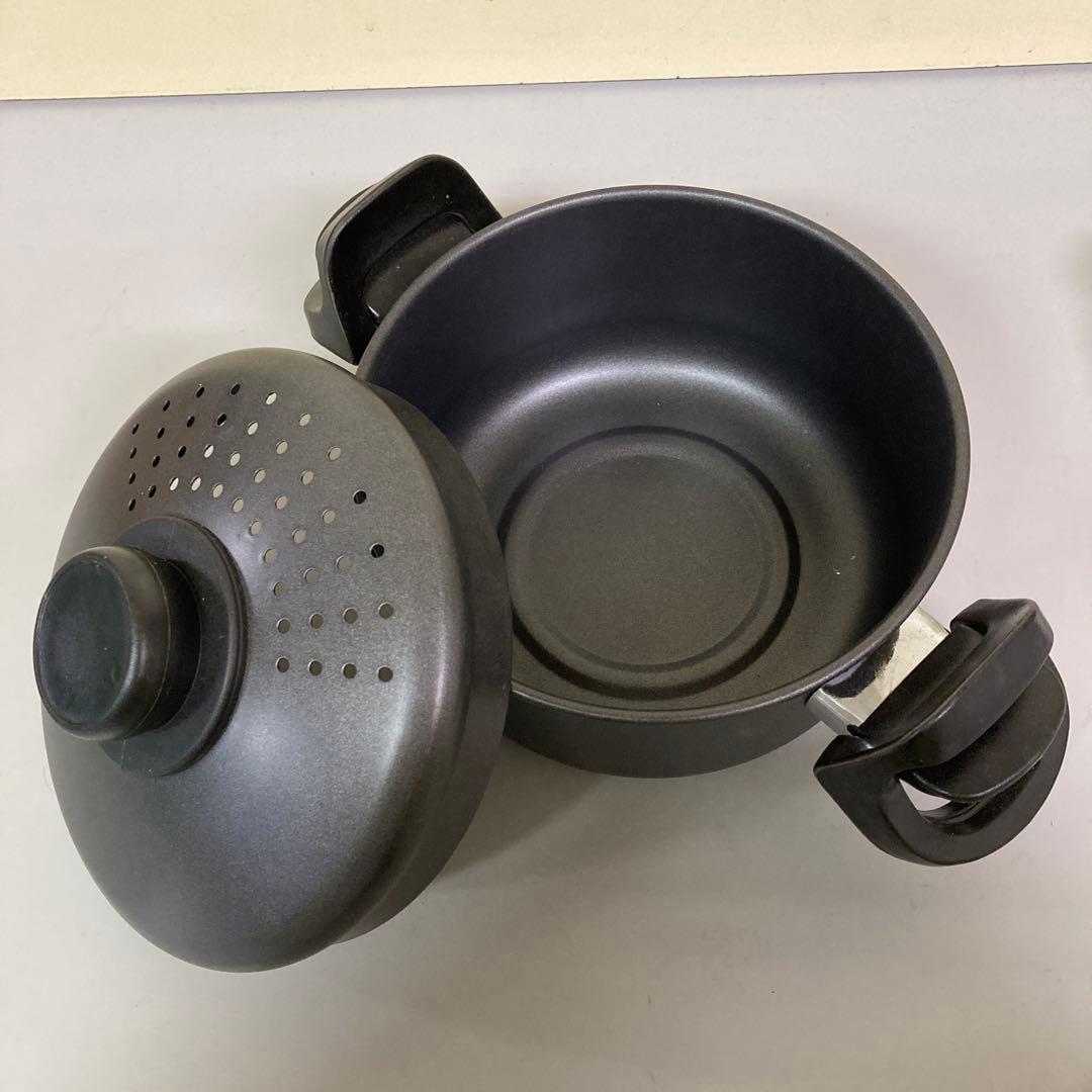 E-2 【便利！湯切り機能付き】片手・両手鍋 ブラック 鍋 調理器具 キッチン用