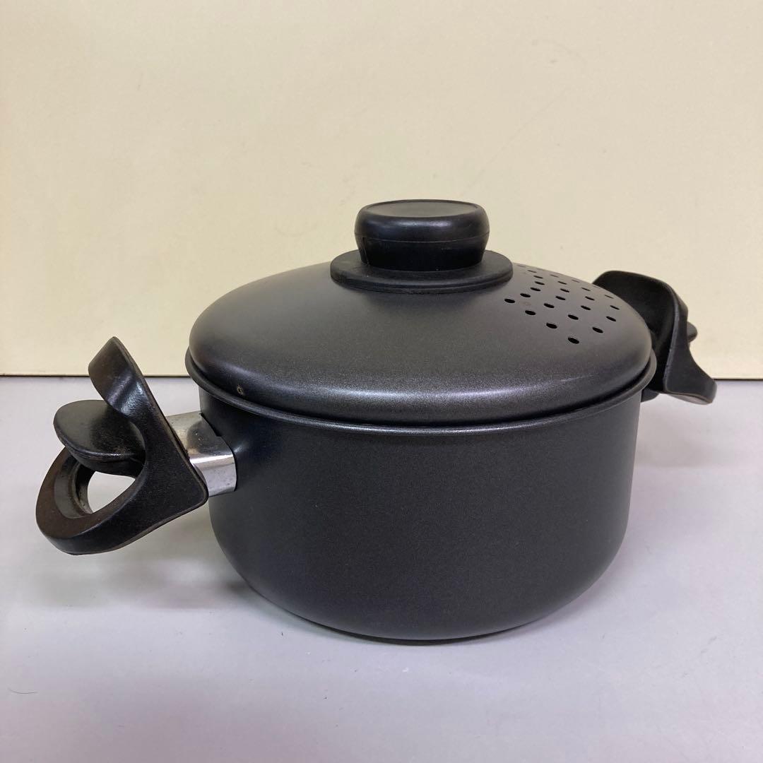 E-2 【便利！湯切り機能付き】片手・両手鍋 ブラック 鍋 調理器具 キッチン用