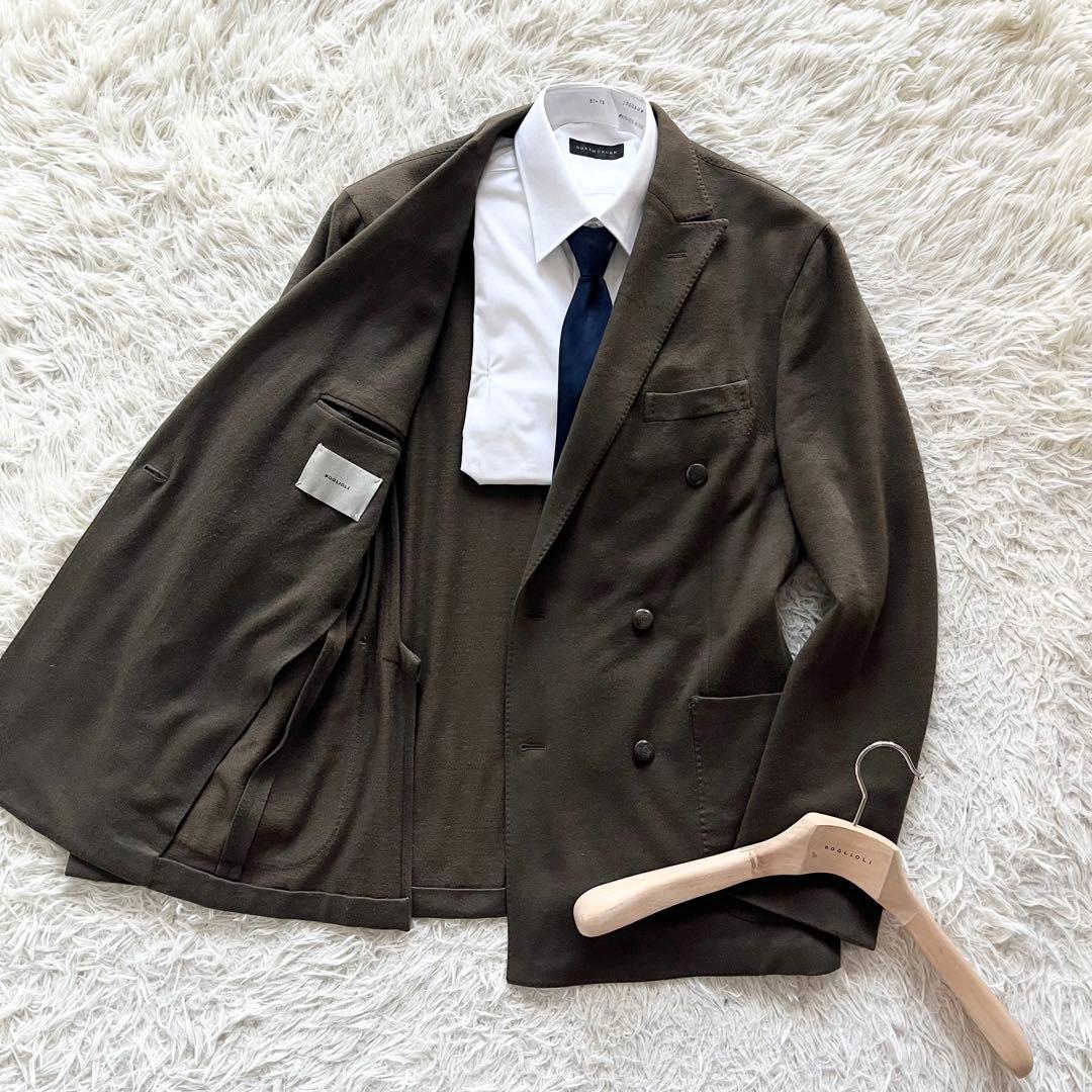 <美品>BOGLIOLI dover カーキ ウール ダブルジャケット 50