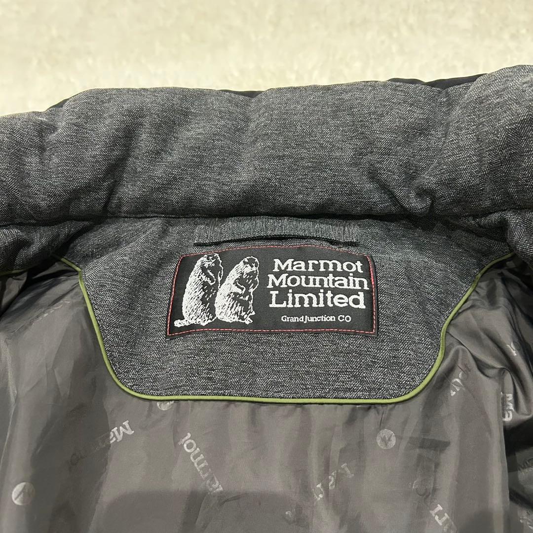 【美品】マーモット エンペラーダウン ヘリンボーン ジャケット ロゴ刺繍