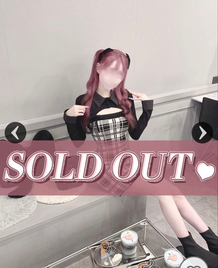 ハニーミュウcheckアンサンブルロングスリーブワンピース フリーサイズ F