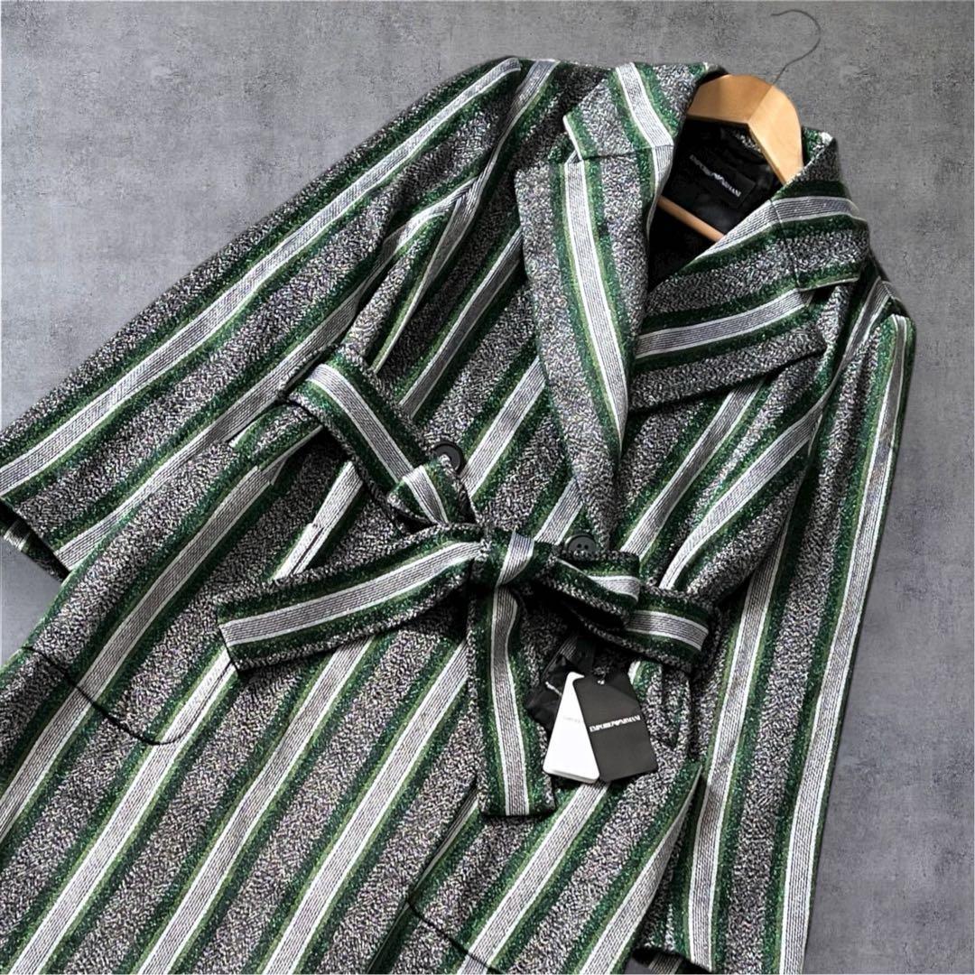 タグ付極美品　EMPORIO ARMANI ラメ入りロングガウンコート 44