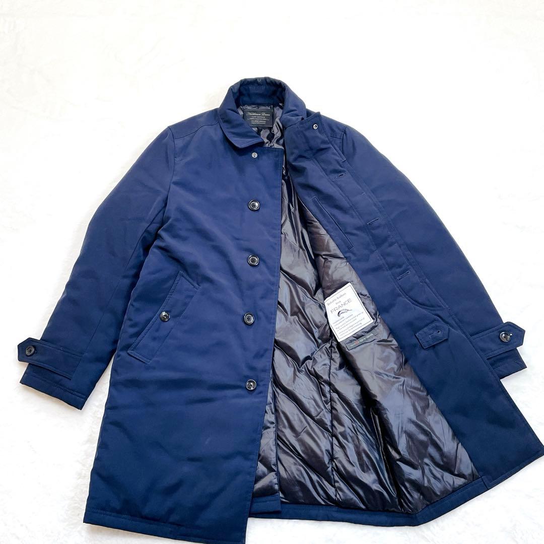 ナノ・ユニバース×西川ダウン　ステンカラーコート　ネイビー
