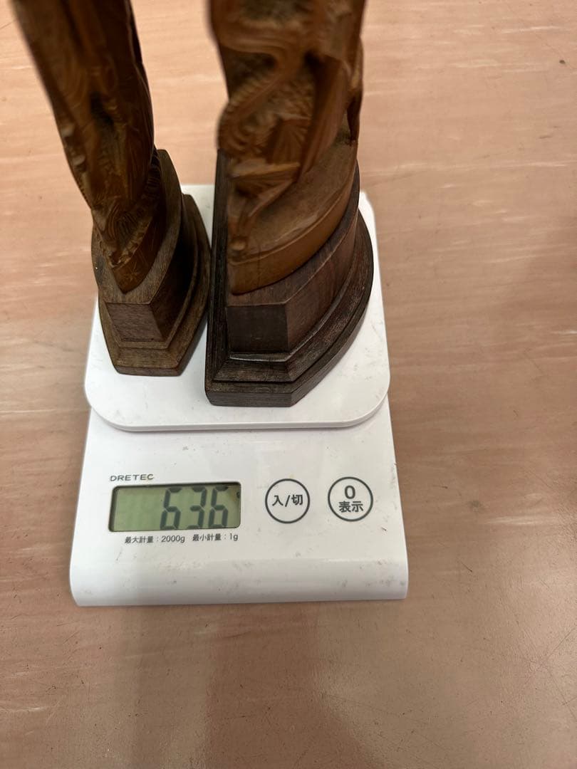 木彫り インド 白檀 弁財天 彫刻 美術品 仏像 636g