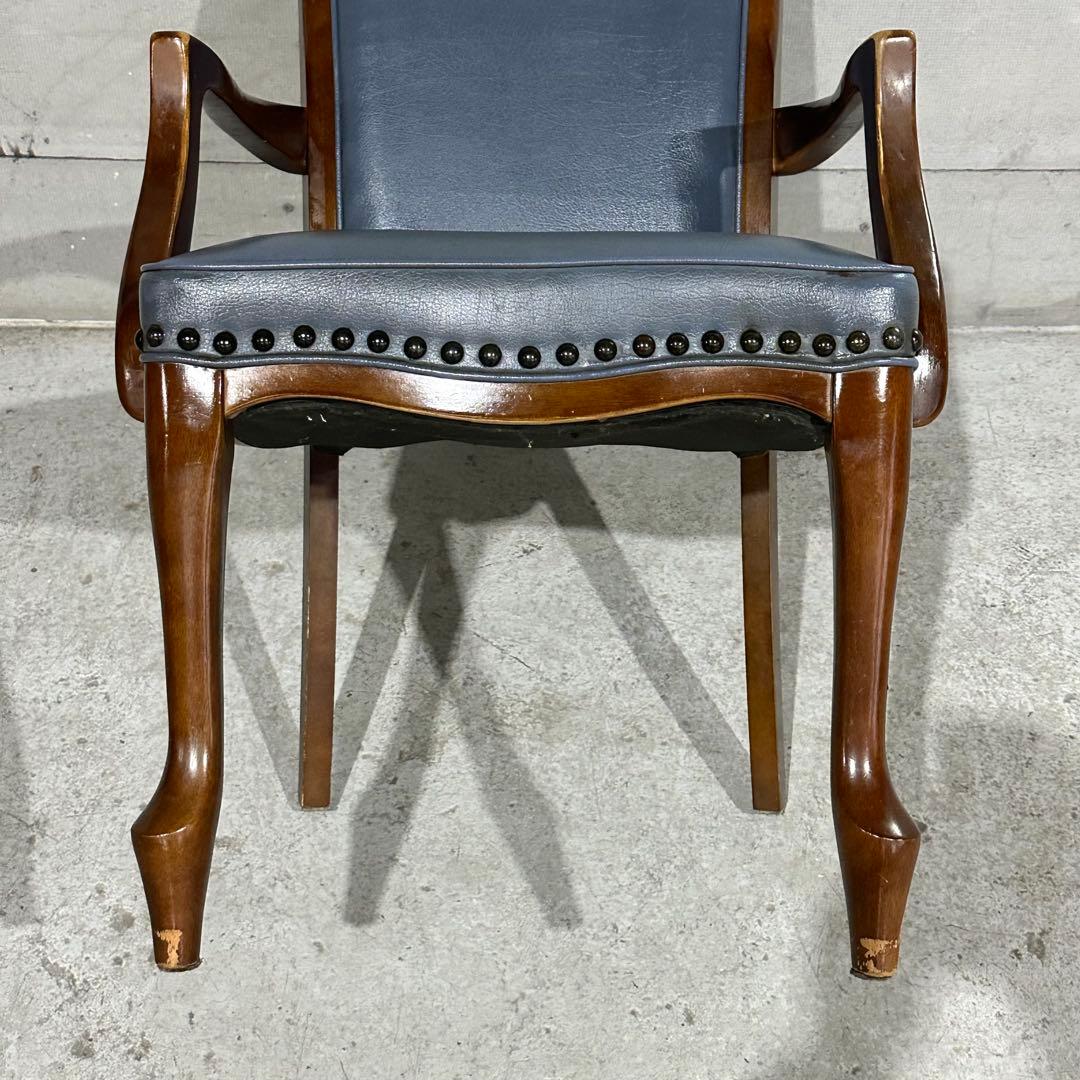 ✦マルニ木工✦ アームチェア 昭和レトロ レザー調 鋲打ち クラシックチェア