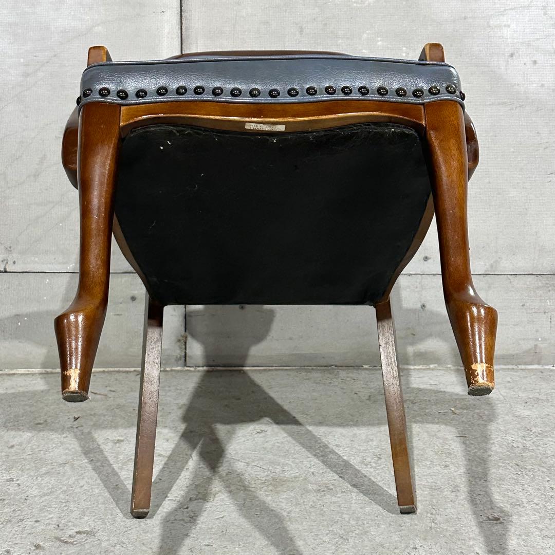 ✦マルニ木工✦ アームチェア 昭和レトロ レザー調 鋲打ち クラシックチェア