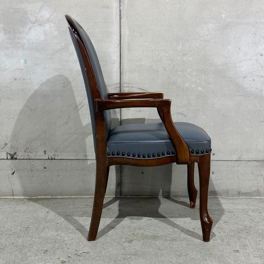 ✦マルニ木工✦ アームチェア 昭和レトロ レザー調 鋲打ち クラシックチェア