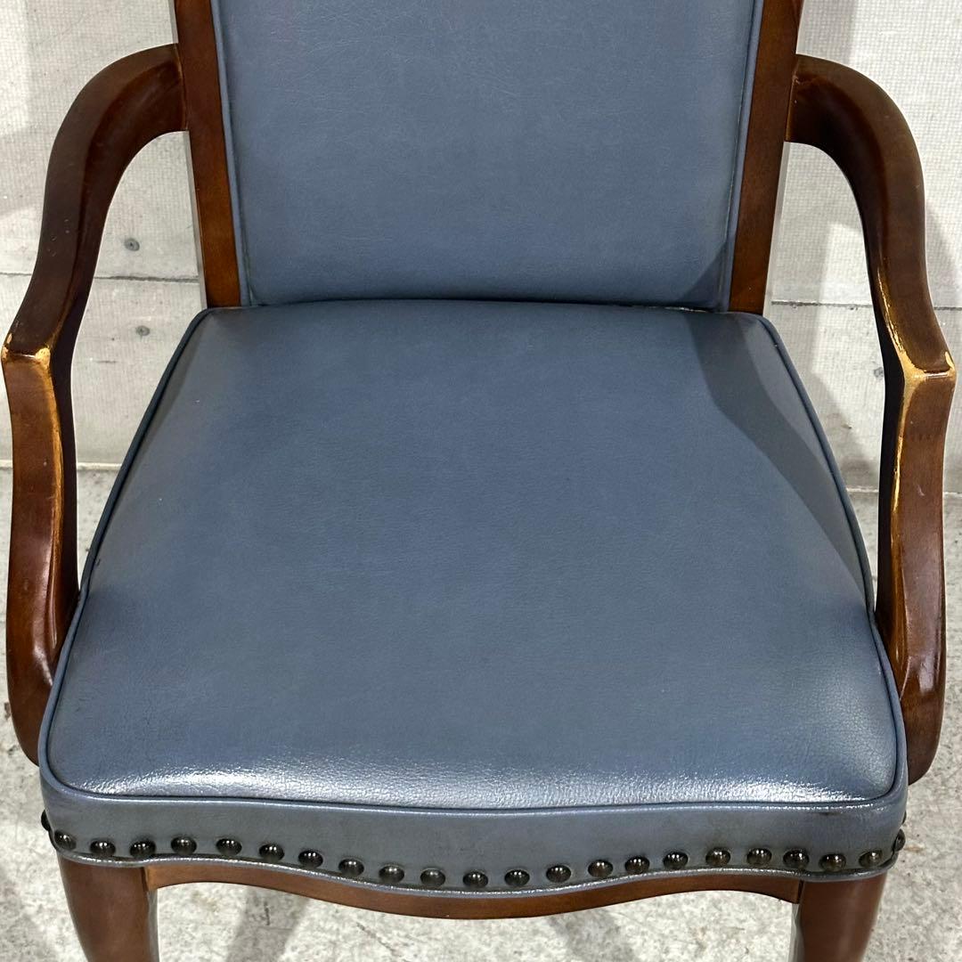 ✦マルニ木工✦ アームチェア 昭和レトロ レザー調 鋲打ち クラシックチェア