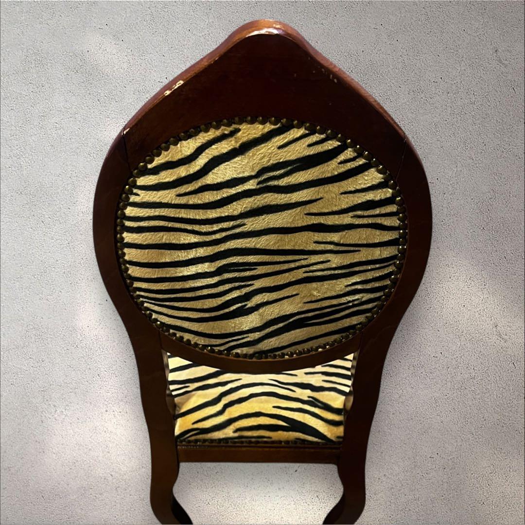 ♡ アンティーク　ヒョウ柄 猫脚 ダイニングチェア ♡
