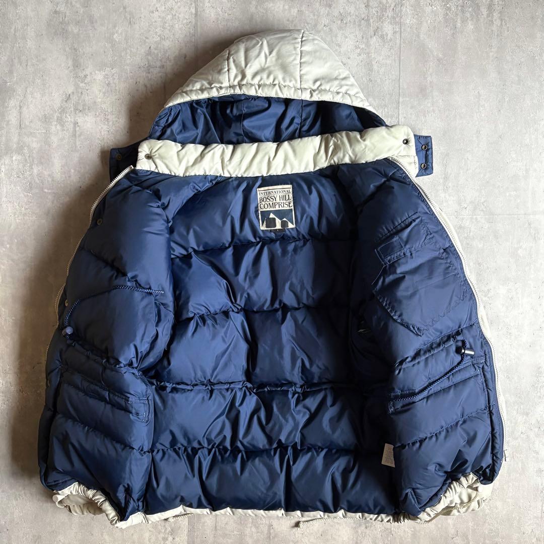 【90s vintage】ダウンジャケット　肉厚　短丈　ウエストコード　フード付