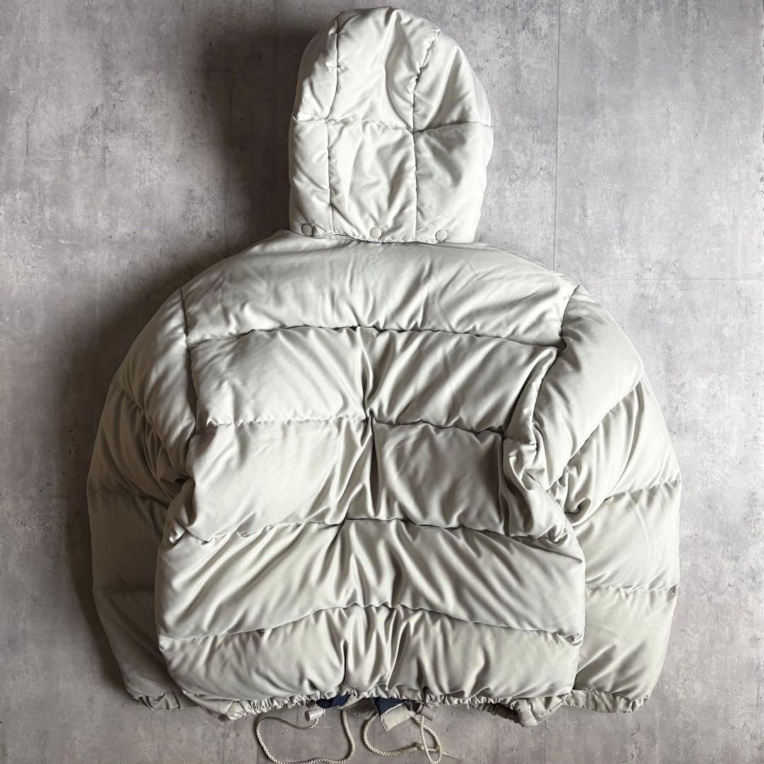 【90s vintage】ダウンジャケット　肉厚　短丈　ウエストコード　フード付