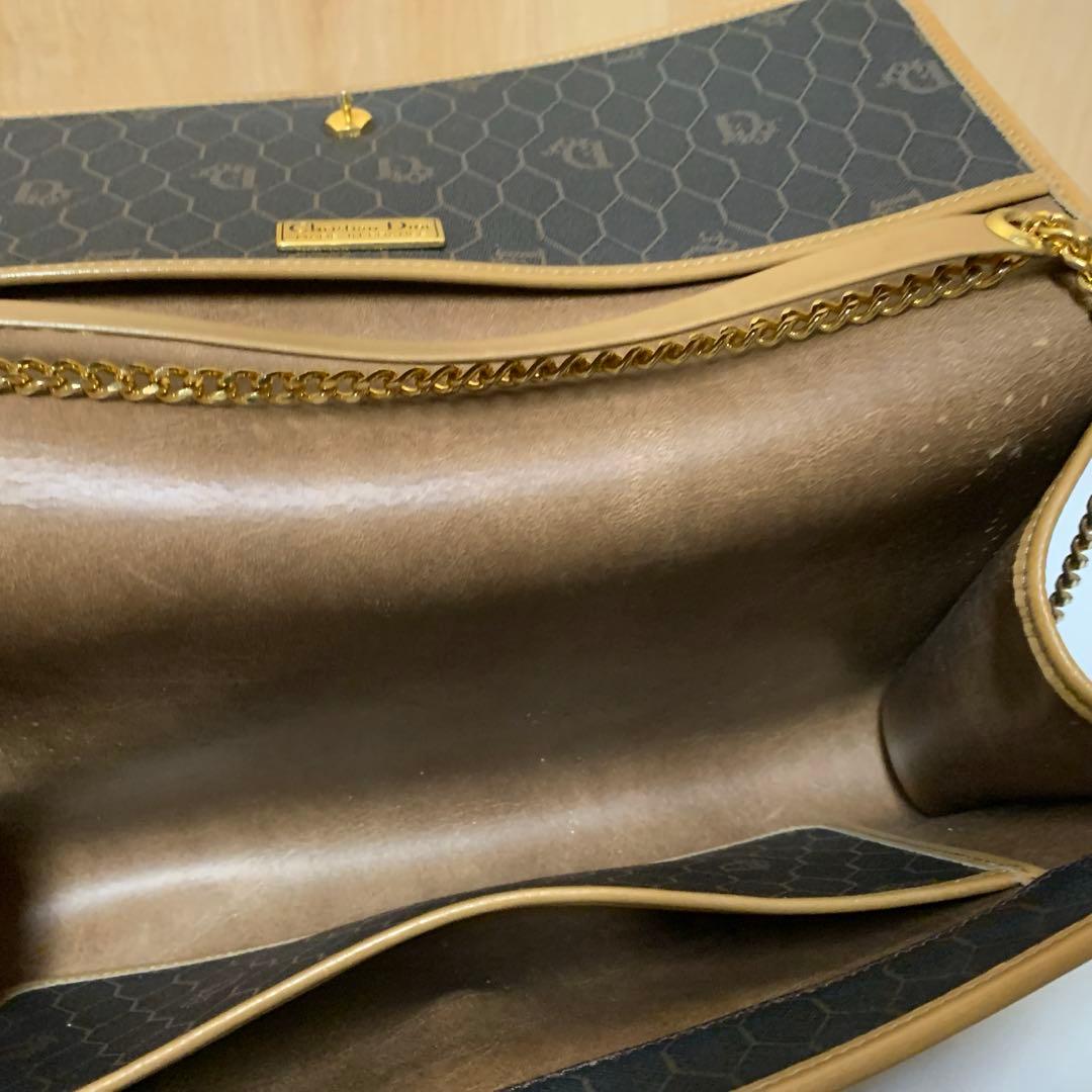 Dior ディオール チェーン ショルダーバッグ ハニカム柄 PVC レザー