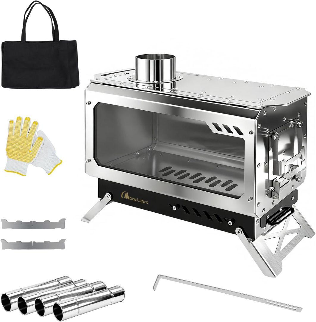 薪ストーブ 焚き火台 ステンレス鋼 折りたたみ コンロ キャンプ 収納袋付き