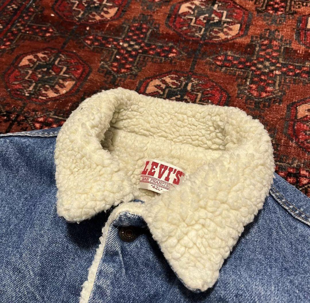 ◆身幅60 USA製SIZE42 LEVI’Sボアデニムジャケットボタン裏527