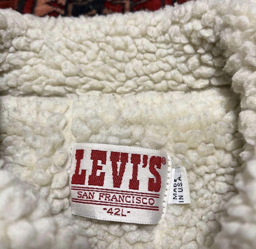 ◆身幅60 USA製SIZE42 LEVI’Sボアデニムジャケットボタン裏527