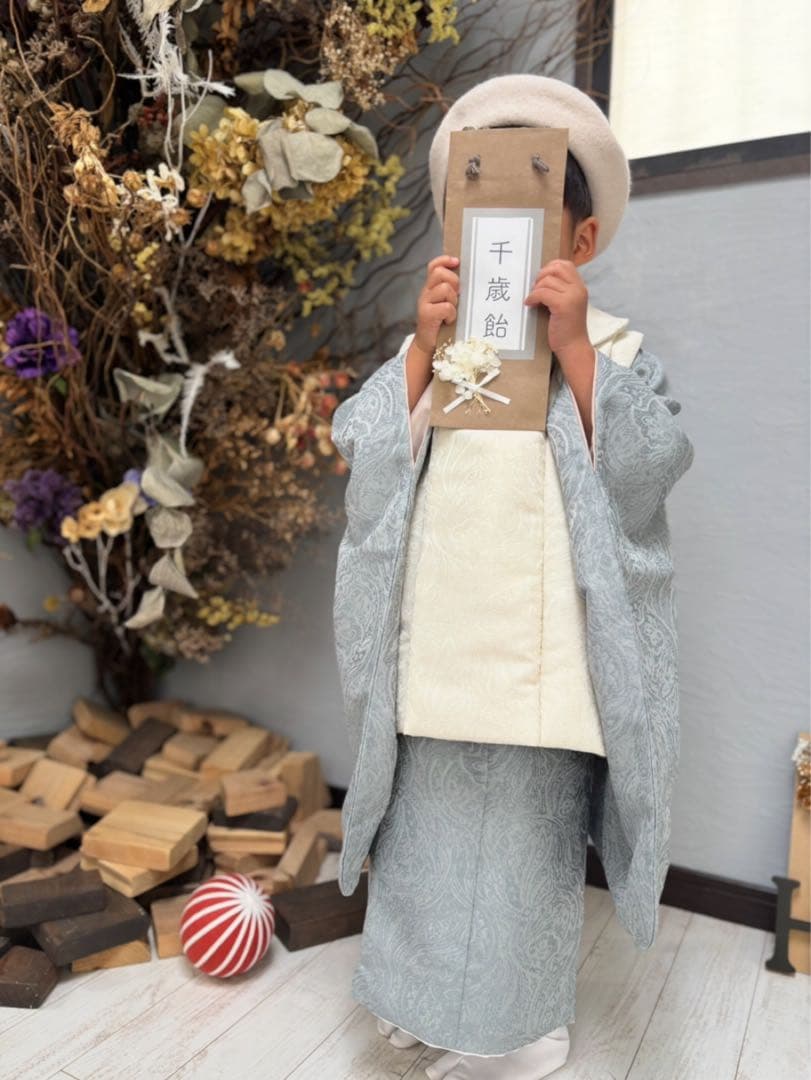 人気完売品】 utatane 七五三 男の子 被布 ペイズリー ブルー 七五三