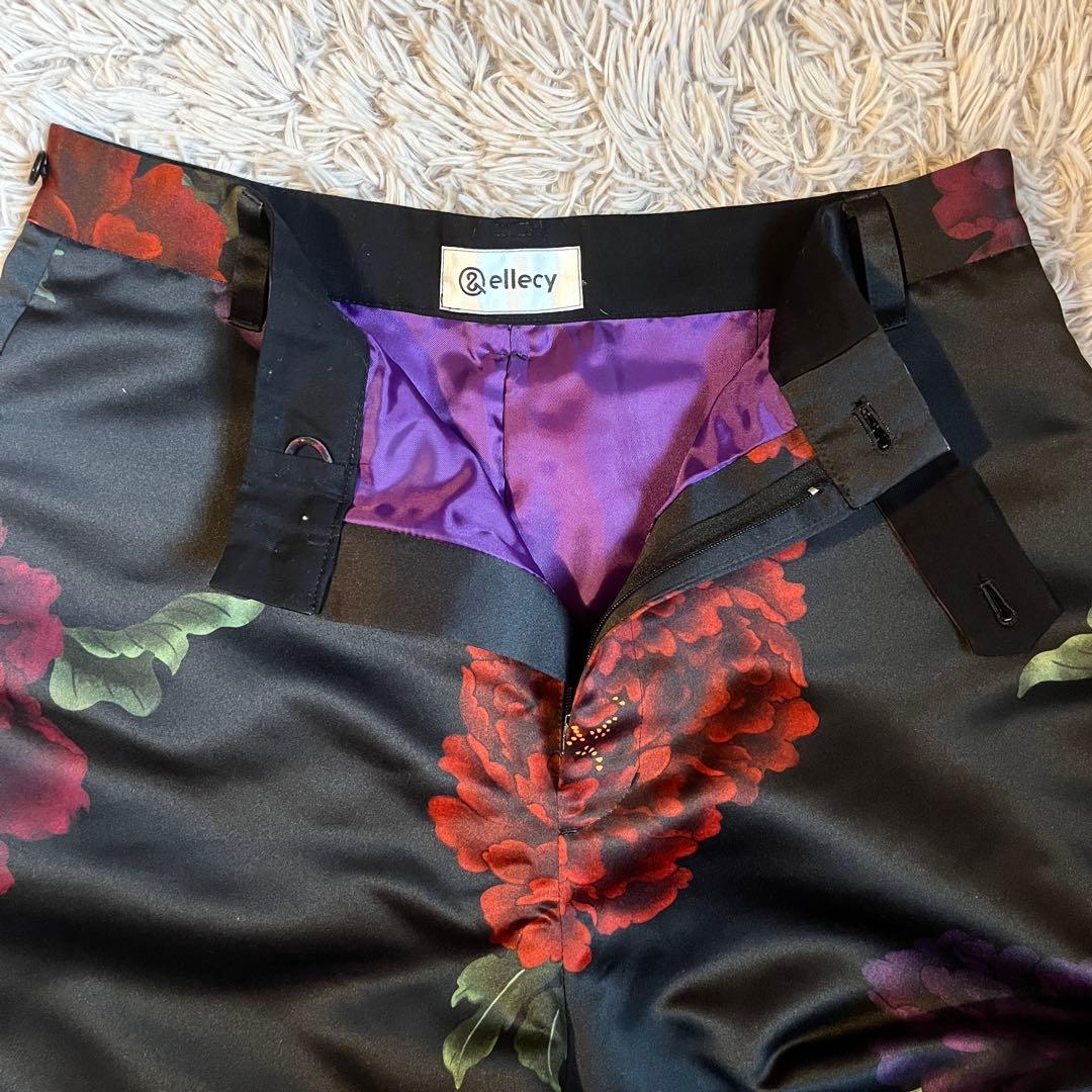極美品 &ellecy アンドエルシー ワイドパンツ 牡丹柄 花柄 M