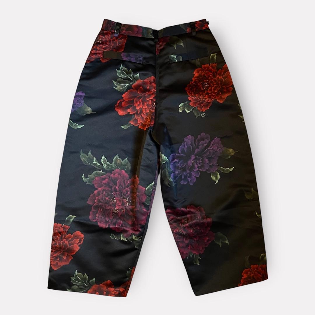 極美品 &ellecy アンドエルシー ワイドパンツ 牡丹柄 花柄 M