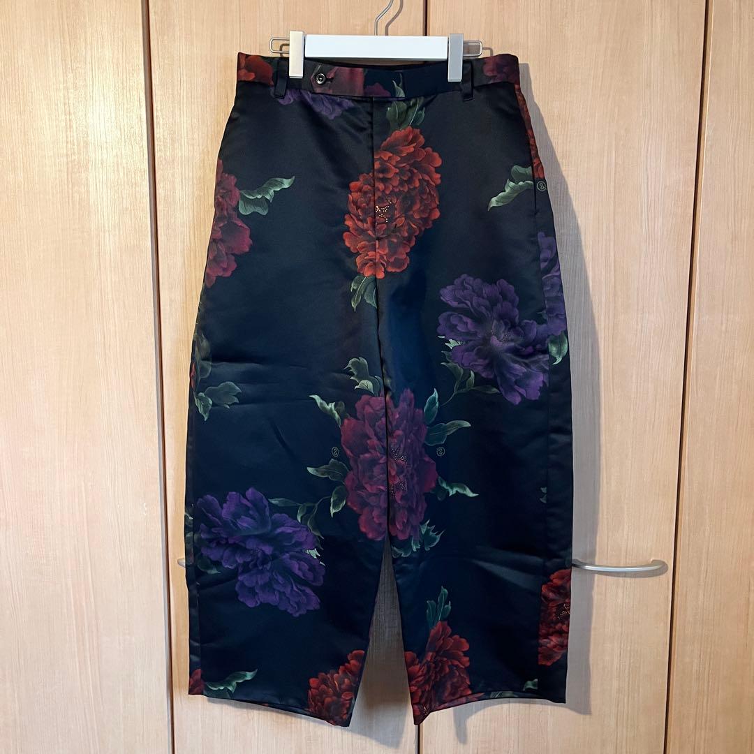 極美品 &ellecy アンドエルシー ワイドパンツ 牡丹柄 花柄 M