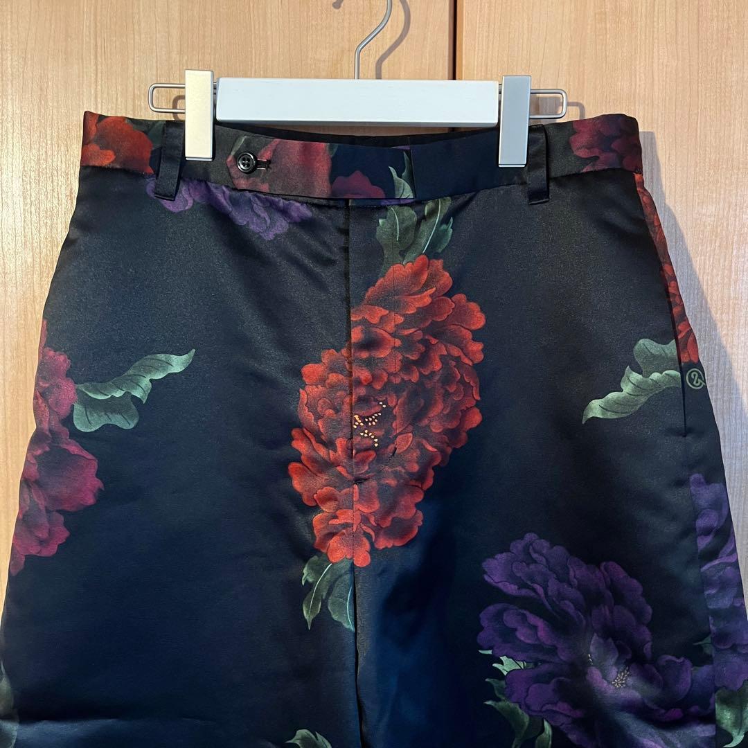 極美品 &ellecy アンドエルシー ワイドパンツ 牡丹柄 花柄 M