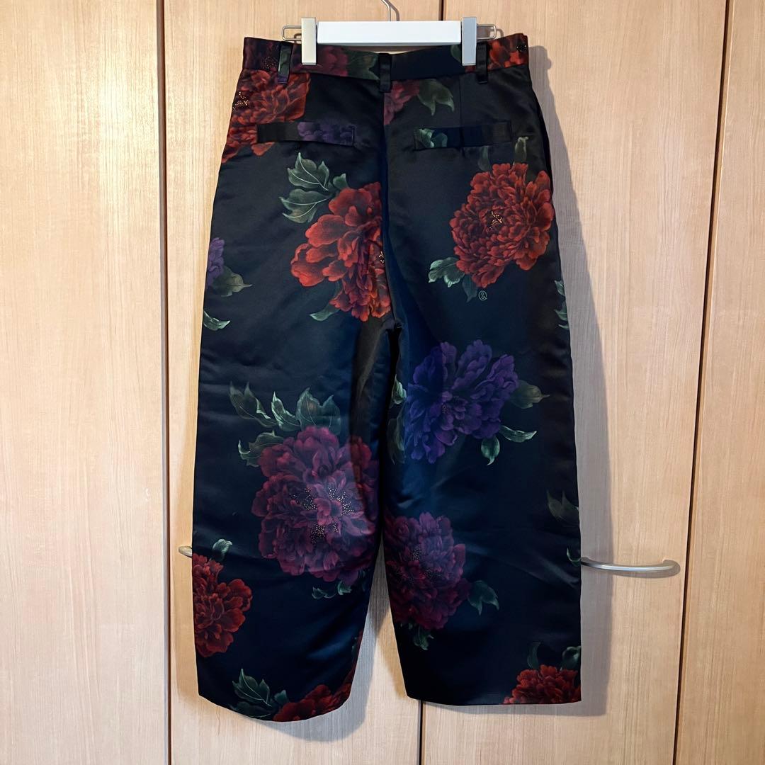 極美品 &ellecy アンドエルシー ワイドパンツ 牡丹柄 花柄 M