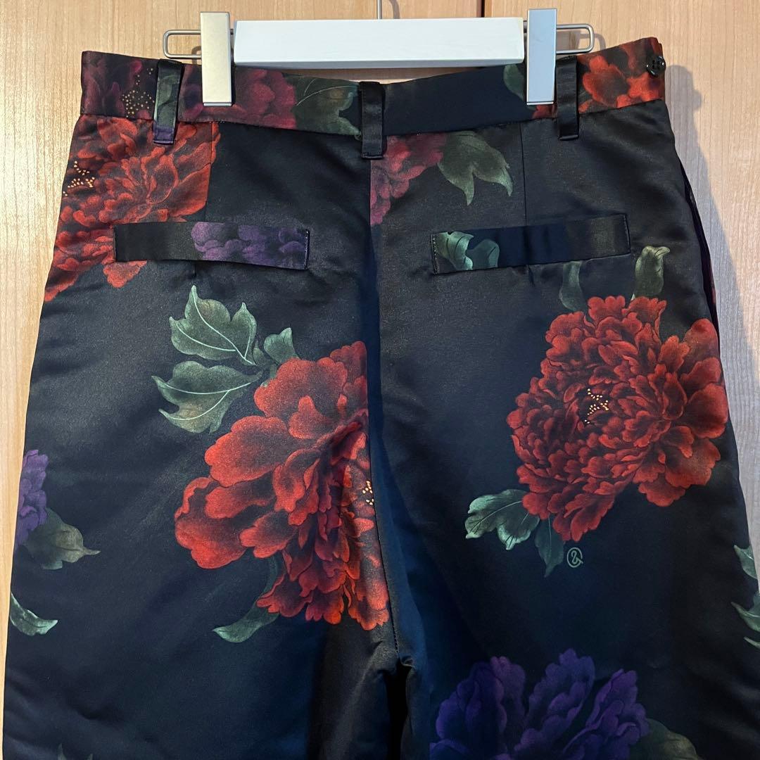 極美品 &ellecy アンドエルシー ワイドパンツ 牡丹柄 花柄 M