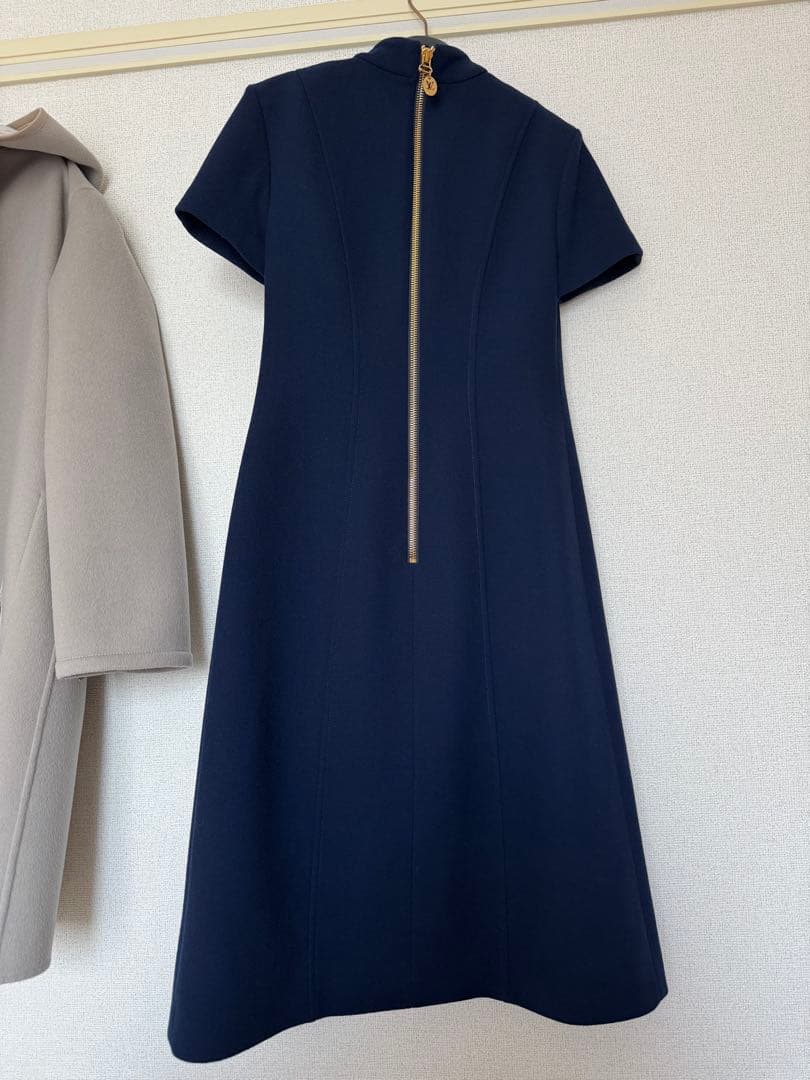 秋冬ワンピ ルイヴィトン ネイビー 半袖 ひざ丈ワンピース 38