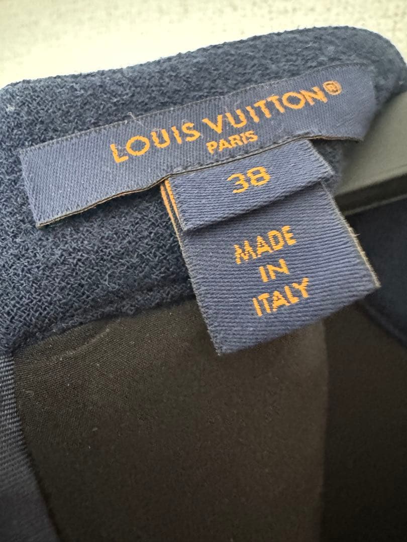 秋冬ワンピ ルイヴィトン ネイビー 半袖 ひざ丈ワンピース 38