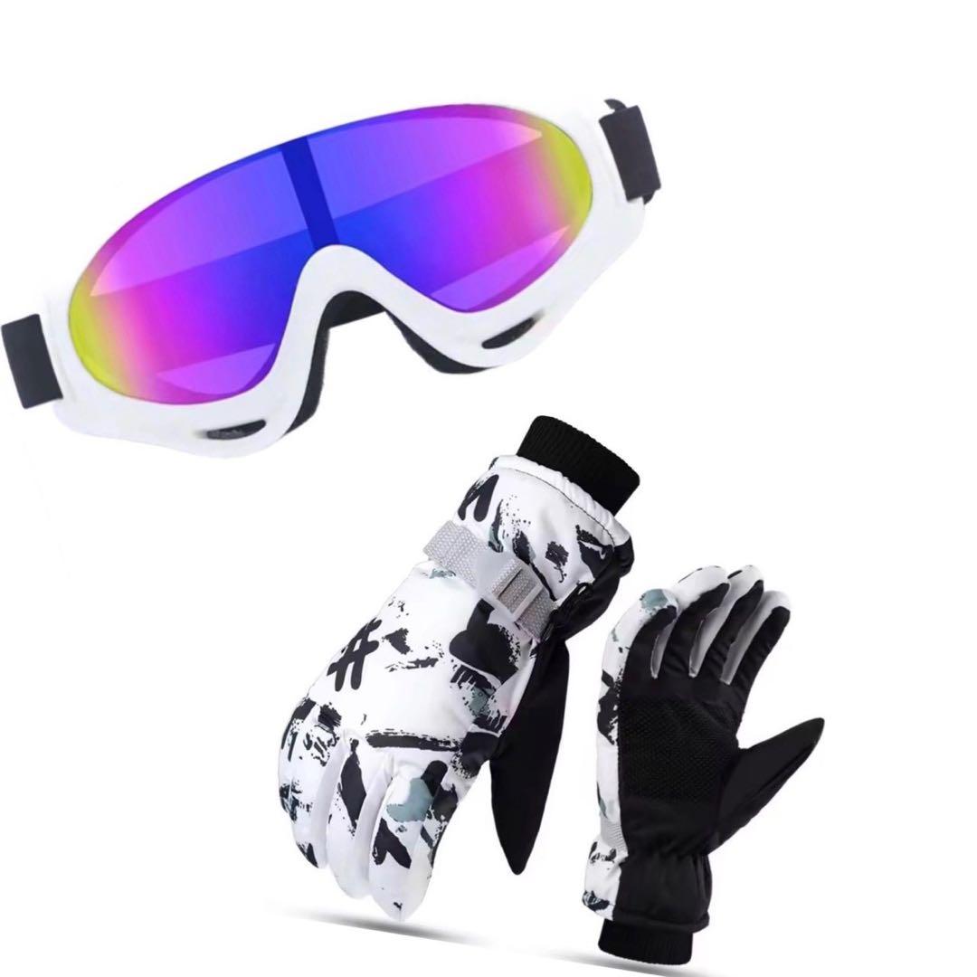 レディース ゴーグル 手袋 2点セット スキー スノボー スポーツ