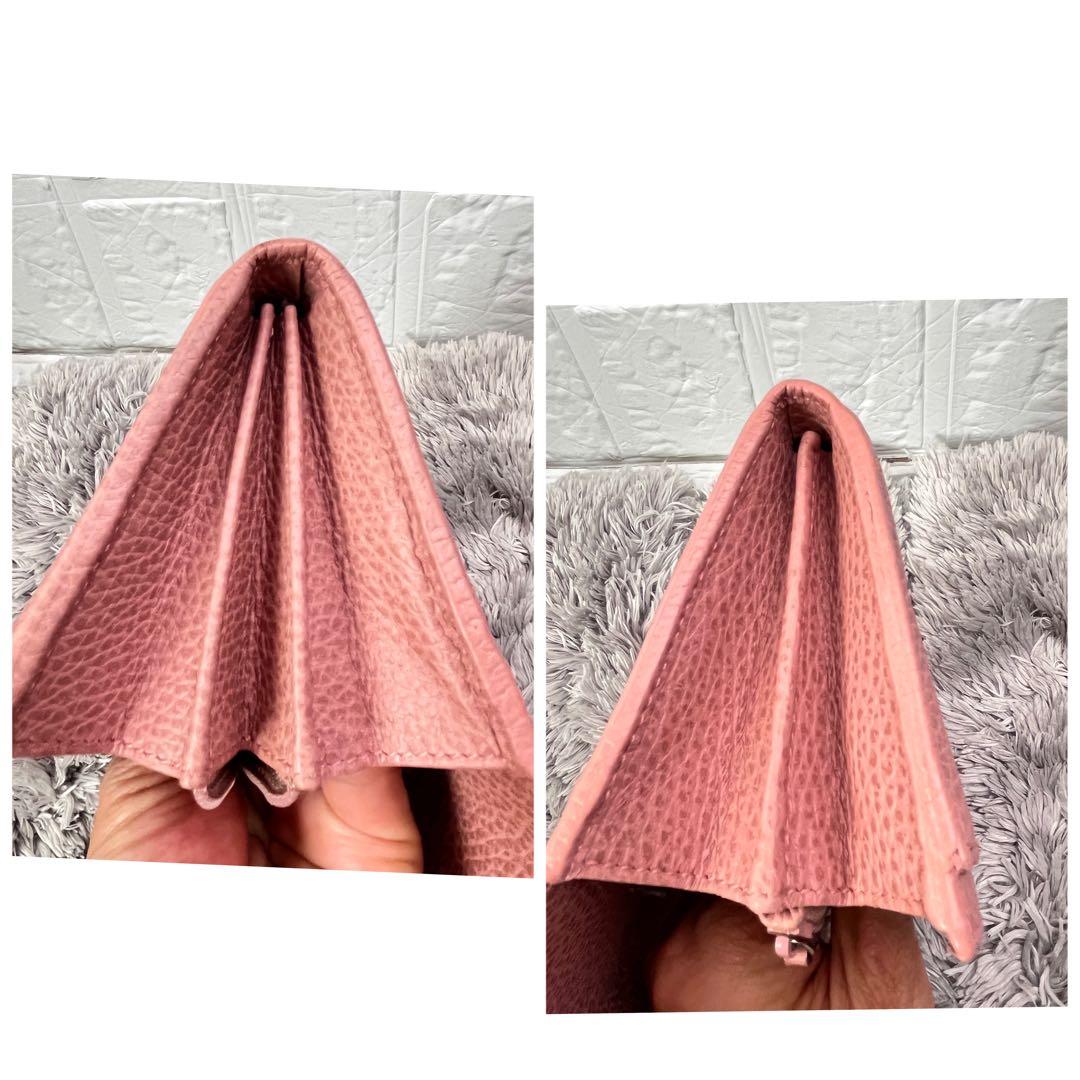 美品✨GUCCI スウィング　長財布　シボレザー　ピンクベージュ　レディース