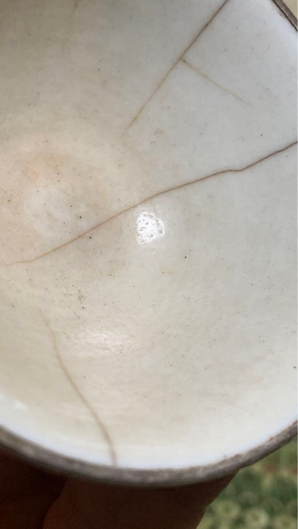 古渡 銀履輪 ビンテージ 中国明朝？薄手白地紅緑彩 猪口 茶杯 茶碗