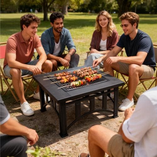 超人気！屋外 BBQコンロ ファイヤーピット 焚き火台 Black