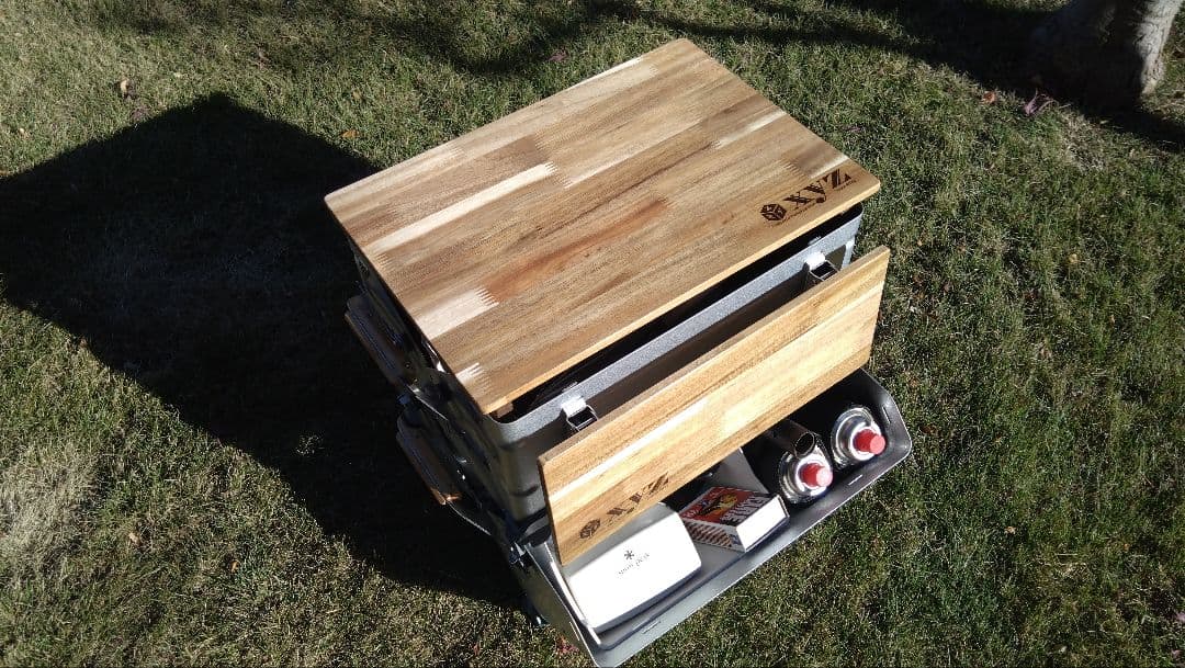 スノーピーク　シェルフコンテナ25用　スライド天板＆サイドテーブル＆サイドバー②