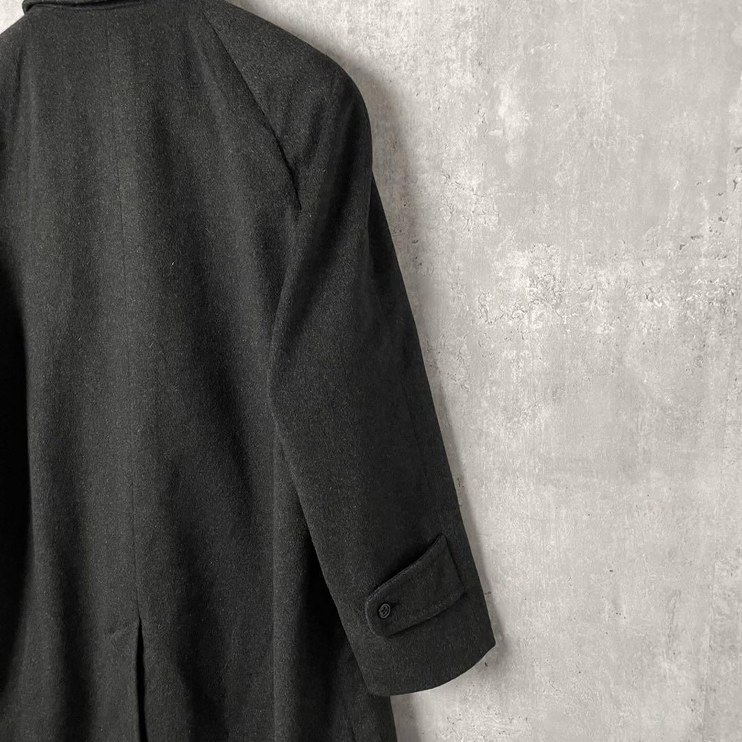 英国製 カシミア100% アクアスキュータム ウールコート 濃グレー 比翼 美品