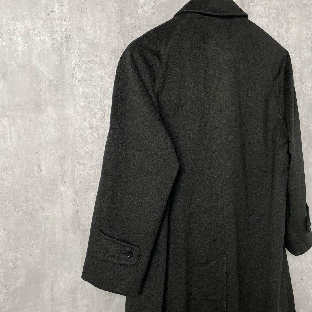英国製 カシミア100% アクアスキュータム ウールコート 濃グレー 比翼 美品