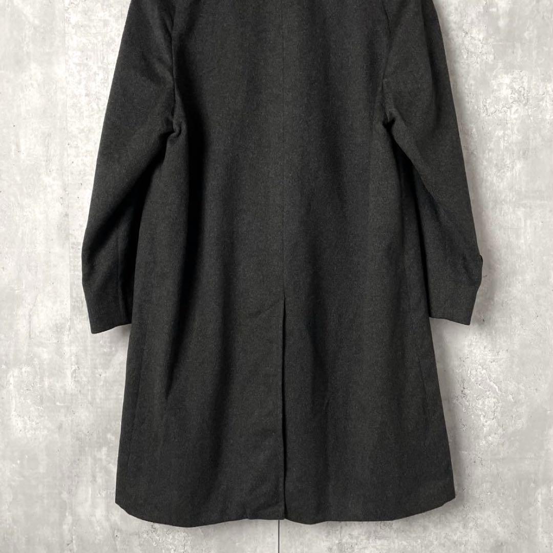 英国製 カシミア100% アクアスキュータム ウールコート 濃グレー 比翼 美品