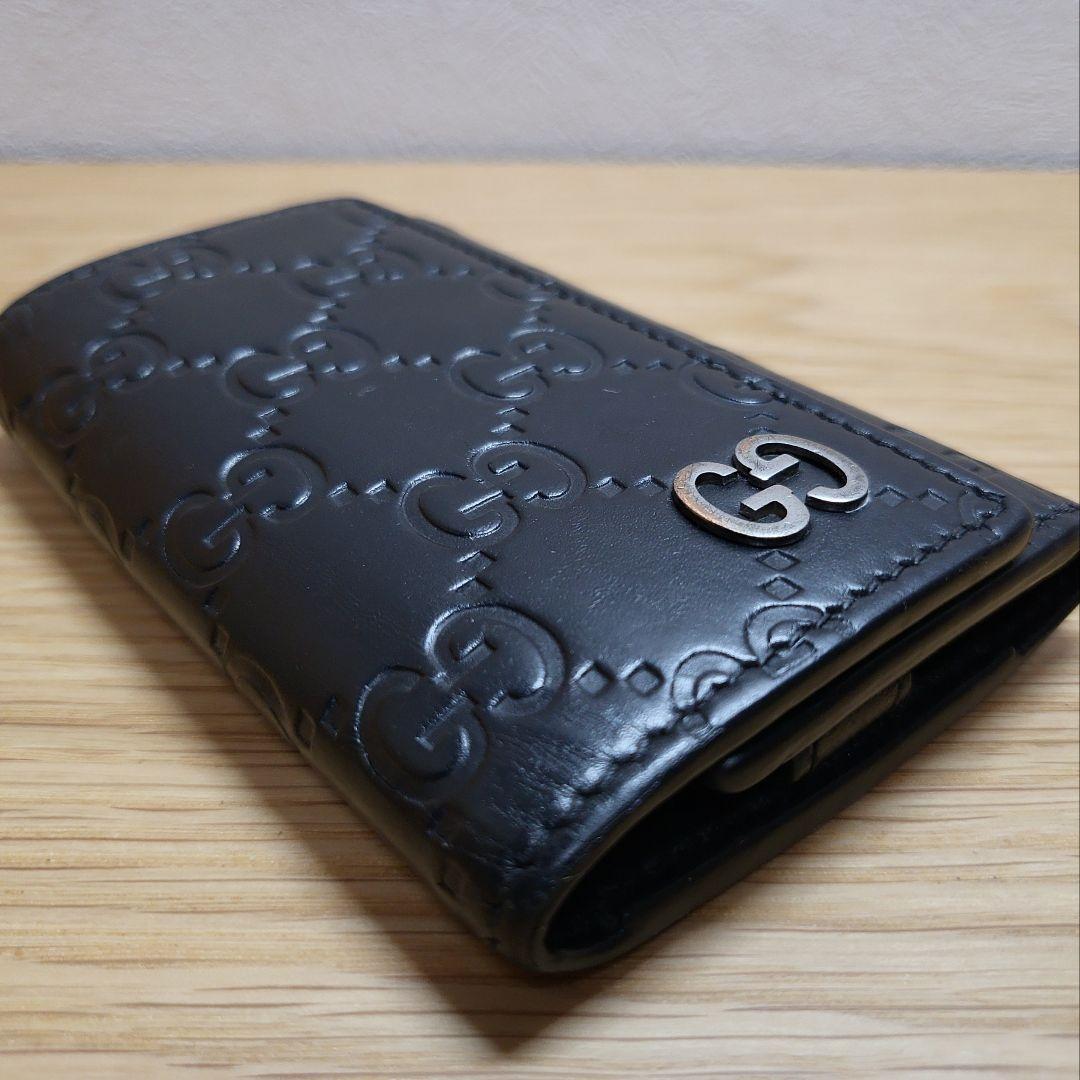 GUCCI グッチ GG グッチシマ キーリング付き 6連 キーケース ブラック